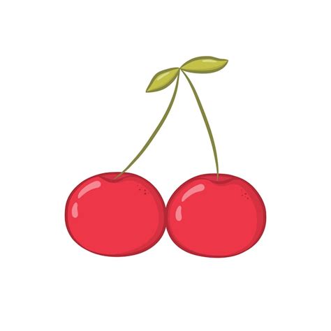 Красочная милая вишня в мультяшном стиле на белом фоне | Премиум вектор