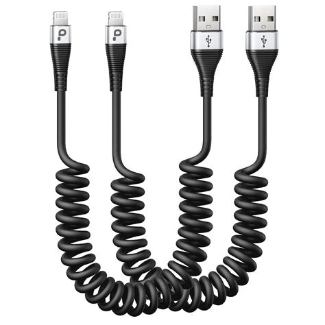 Coiled Lightning Cable 3ft, 2 Pack iPhone Charger Cable for Car, [Apple ...