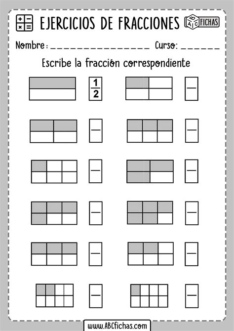Ejercicios de Fracciones para Primaria | Para IMPRIMIR