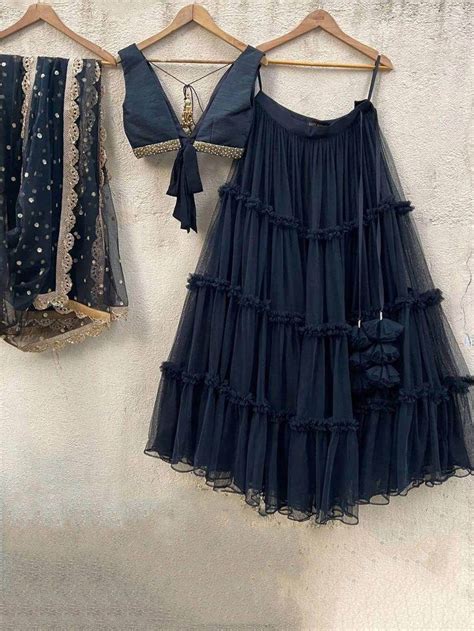 Buy Blue Ruffle Net Party Wear Lehenga Choli From Ethnic Plus.