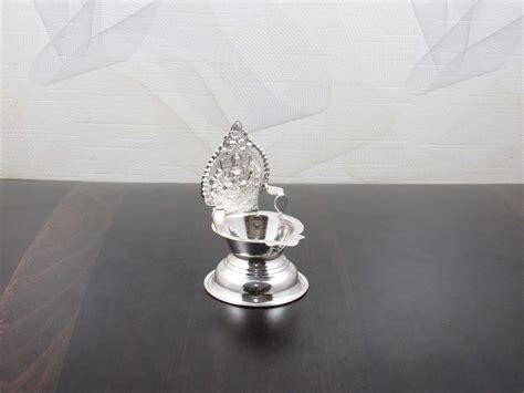 GoldGiftIdeas Pure Silver Lakshmi Diya for Gift, Silver Diya Kamakshi ...