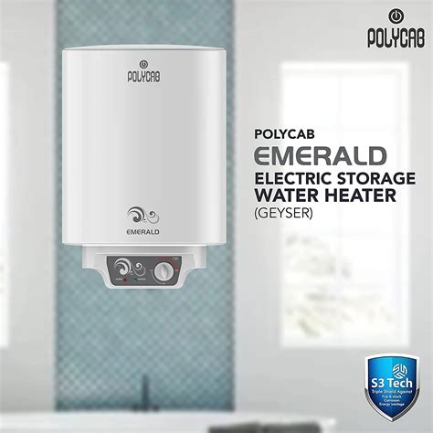 Polycab Emerald 10 litre Electric Storage Water Heater (Geyser) with 4 ...