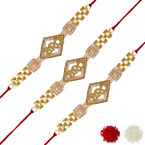 Bro SET OF 3 Rakhi Roli chawal n Rakshabandhan Gift Card for Bhaiya n ...
