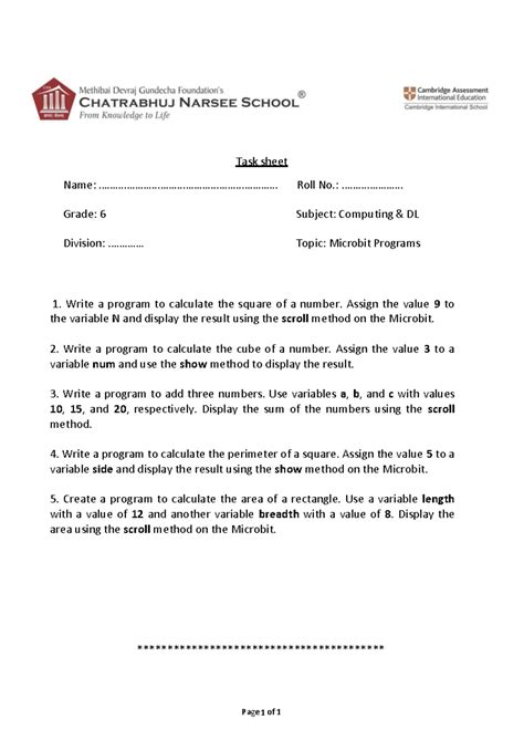 Grade 6 worksheet Python Internet - Page- 1 CLASS WORKSHEET Name: Grade ...