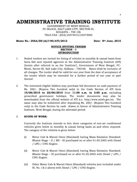 Fillable Online atiwb gov TENDER for Vehicles.docx - atiwb gov Fax ...