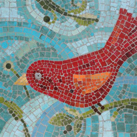 Mosaic Painting 4'x4' of a Red Bird