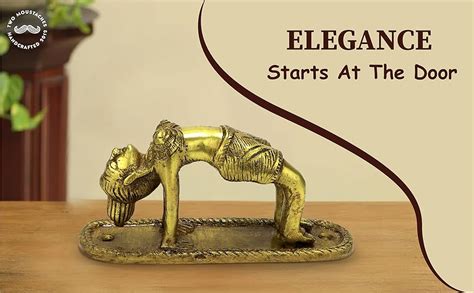 Two Moustaches Yoga Girl Brass Door Handle, Yellow, Standard, Pack of 1 ...