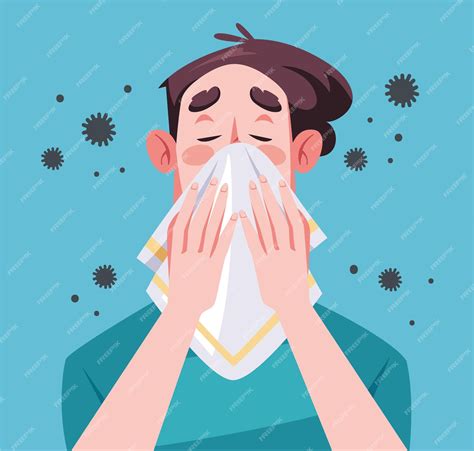 Premium Vector | Seasonal allergy people character sneezing, coughing ...