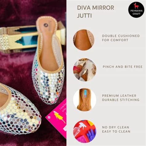 PehnawaCraft Diva Mirror Punjabi Jutti for Women | Soft Leather Ethnic ...