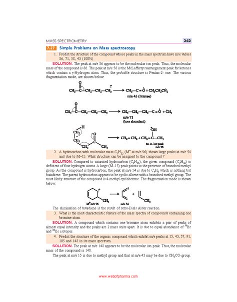 343 MASS SPECTROMETRY: Simple Problems and Solutions on Mass ...