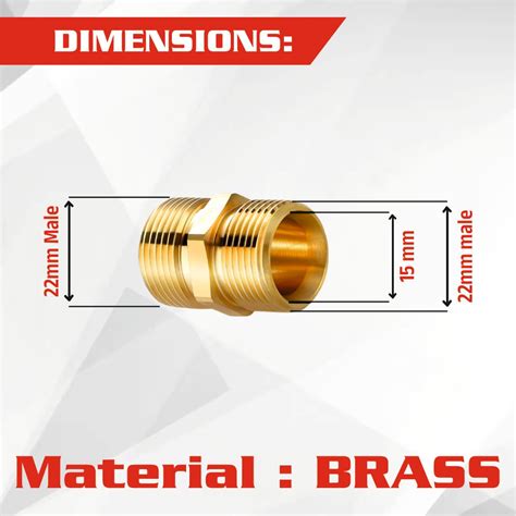 Heavy Duty M22-15mm Metric Male Thread Fitting | Solid Brass Build | W ...