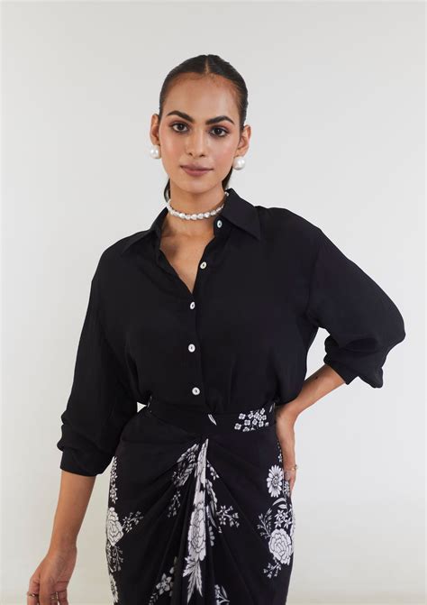Sun and Sky Black Draped Skirt Set – Seeaash