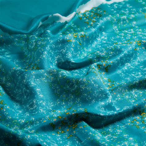 Petrol Green Miniature Floral Print Scarf | Ipekevi