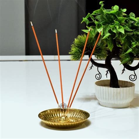 DSH Brass Incense Stick Stand with Plate for Ash 7 Sticks Agardan ...