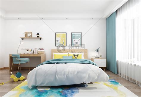 北欧风儿童房卧室室内设计效果图高清图片下载-正版图片501126341-摄图网