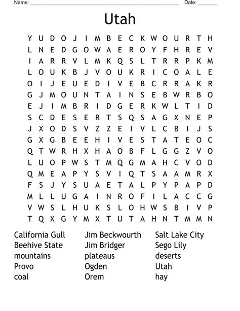 Utah Word Search - WordMint
