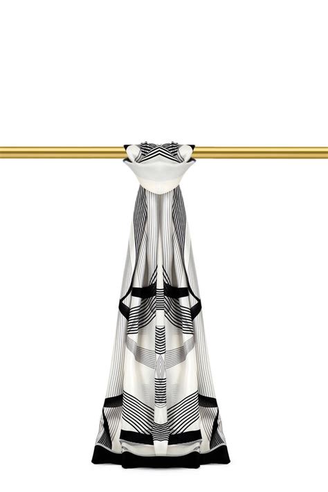 White Twill Silk Scarf with Carousel Pattern