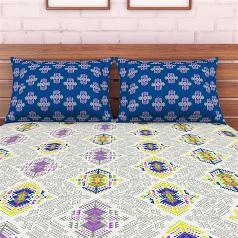 Buy SPACES Atrium Printed 3-Pc. Queen Size Bedsheet Set - 254 x 274 cm ...