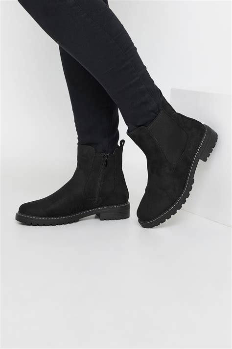 Black Faux Suede Chelsea Boots In Wide E & Extra Wide EEE Fit | Yours ...