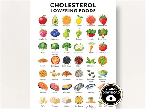 Cholesterol-lowering Foods List, Low Cholesterol Diet, Printable PDF ...