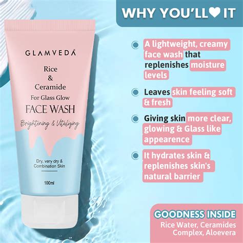 Glamveda Korean Glass Skin Rice & Ceramide 4 Step Gift Box | Face wash ...