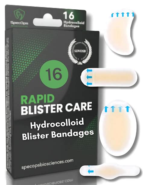 16 Rapid Care Blister Bandages. Hydrocolloid Bandages for Blisters, Burns, and Wounds. Promotes ...