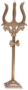PECH Brass Lord Shiva Brass Trishul with Damru on Stand for Pooja Room ...