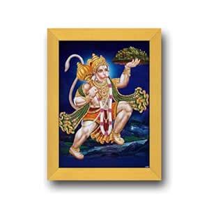 pnf Poster N Frames Hanuman Religious Golden Wood Photo Frame with ...
