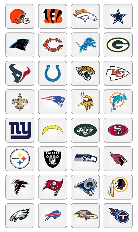 Printable NFL Team Logos No Names | Sepak bola, Jersey sepak bola