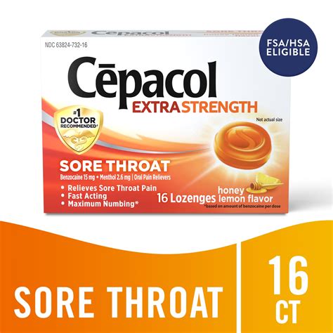 Cepacol Extra Strength Sore Throat Lozenges, Powerful Symptom Relief ...