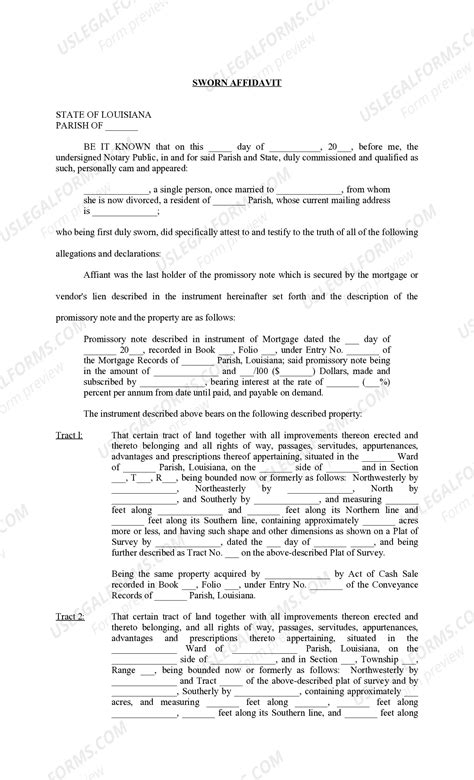 Louisiana Affidavit of Lost Promissory Note | US Legal Forms
