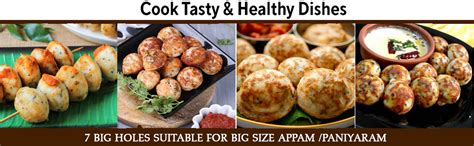 Buy CooPany® Treditional Iron 7 Cavity Kuli Appam Patra/Paniyaram Pan ...