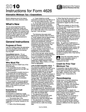 Instructions for Form 4626 - Blank Fillable Template | Fill Out, Print ...