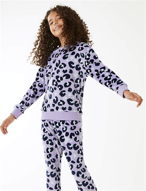Buy Velour Leopard Lounge Pyjama Set at Marks & Spencer
