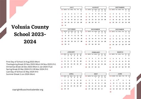 Volusia County Schools Calendar - US School Calendar