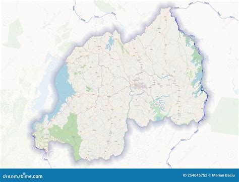 Physical Map of the Country of Rwanda Colored Stock Illustration - Illustration of country ...
