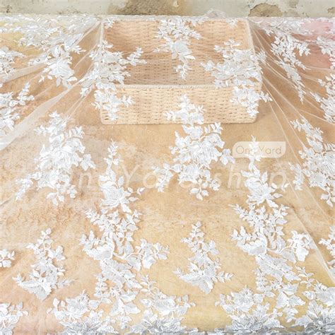 Embroidered bridal lace fabric online