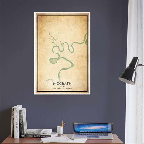 Vintage Mcgrath Alaska Map Poster, Mcgrath AK City Road Wall Art Print - Custom Maps & Posters