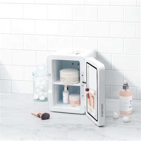 Chefman Chefman Portable Mirrored Beauty Fridge With LED Lighting, 6 ...