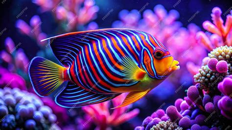 Premium Photo | Cute angelfish swimming in the ocean wallpaper design