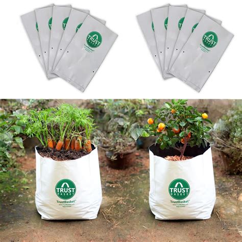 TrustBasket UV Treated Poly Grow Bags for Terrace Gardening (Set of 10 ...