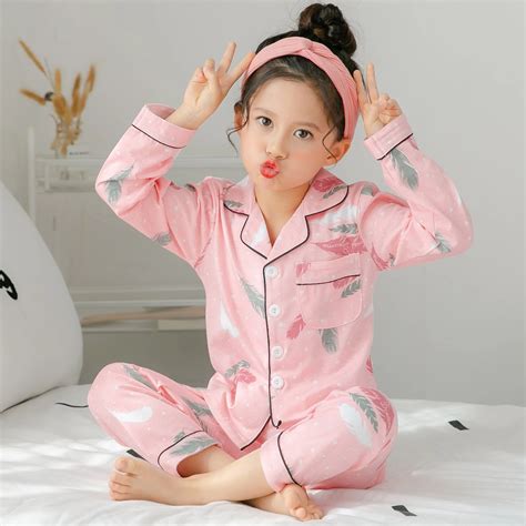 2019 Autumn Spring Children Pajamas Long Sleeve Cotton Kids sleepwear ...