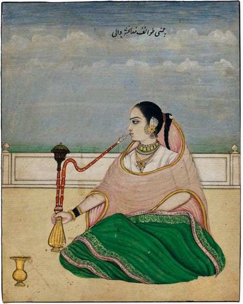 A Young Woman Seated On A Terrace Smoking A Hukkah - Lucknow School ...