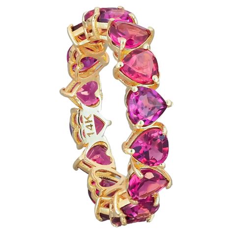 Customizable Heart Amethysts 14k Gold Eternity Ring For Sale at 1stDibs