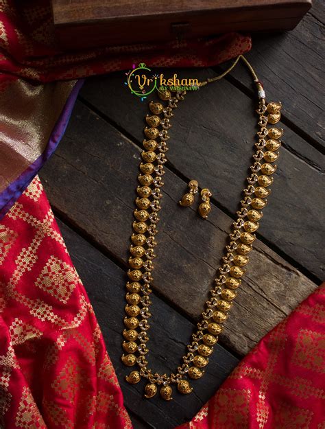 Simple Long Mango Haaram with earrings-G747 – vrikshamindia