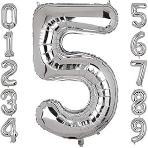 HiPPITY HOP The party collective 5 Number Silver 40 Inch Helium Foil ...