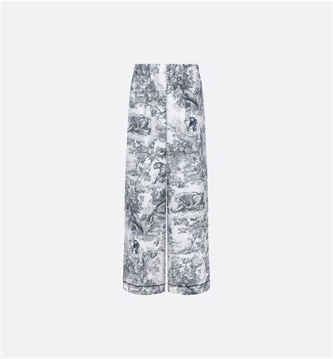 Dioriviera Dior Chez Moi Pants White and Navy Blue Toile de Jouy Silk ...