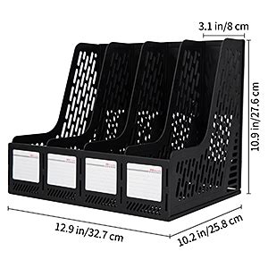 Vroxy Durable Plastic Mesh 4 Tier Magazine Frame Rack Document File ...