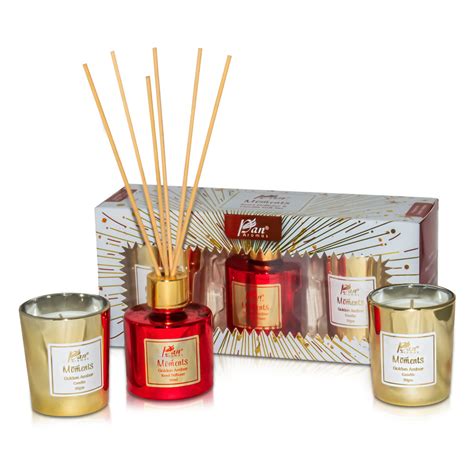 Moments Reed Diffuser & Candle Gift Set - Golden Amber Fragrance – Pan ...