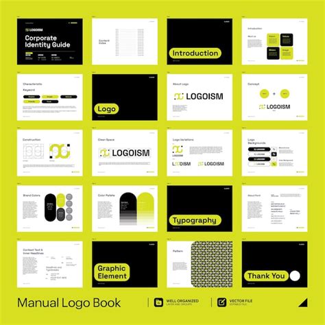 Logo and brand style guidelines book | Premium Vector